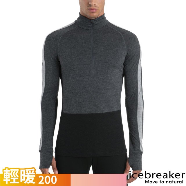 【Icebreaker】男 ZoneKnit 美麗諾羊毛 透氣保暖半開襟長袖上衣/IB0A56H9-585 深灰/黑✿30E010